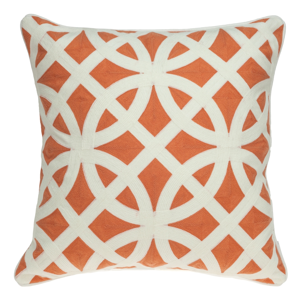 Pila11025d Chano Orange & White Square Transitional Pillow Cover With Down Insert - 20 X 20 X 7 In.