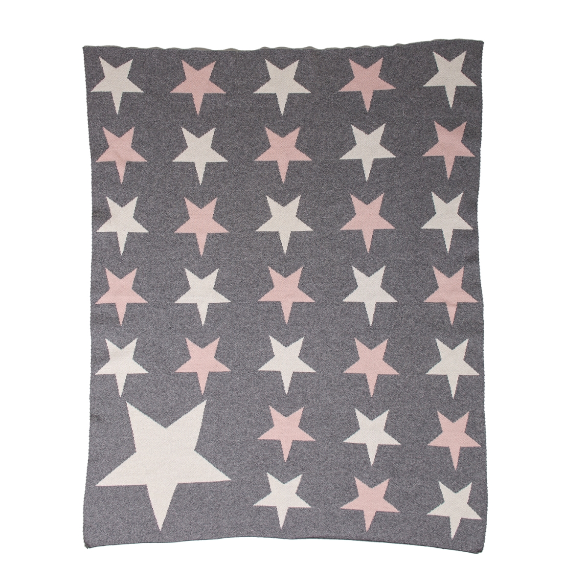 BTRK21166 32 x 40 in. Twinkle Stars Transitional Knitted Baby Blanket, Light Grey