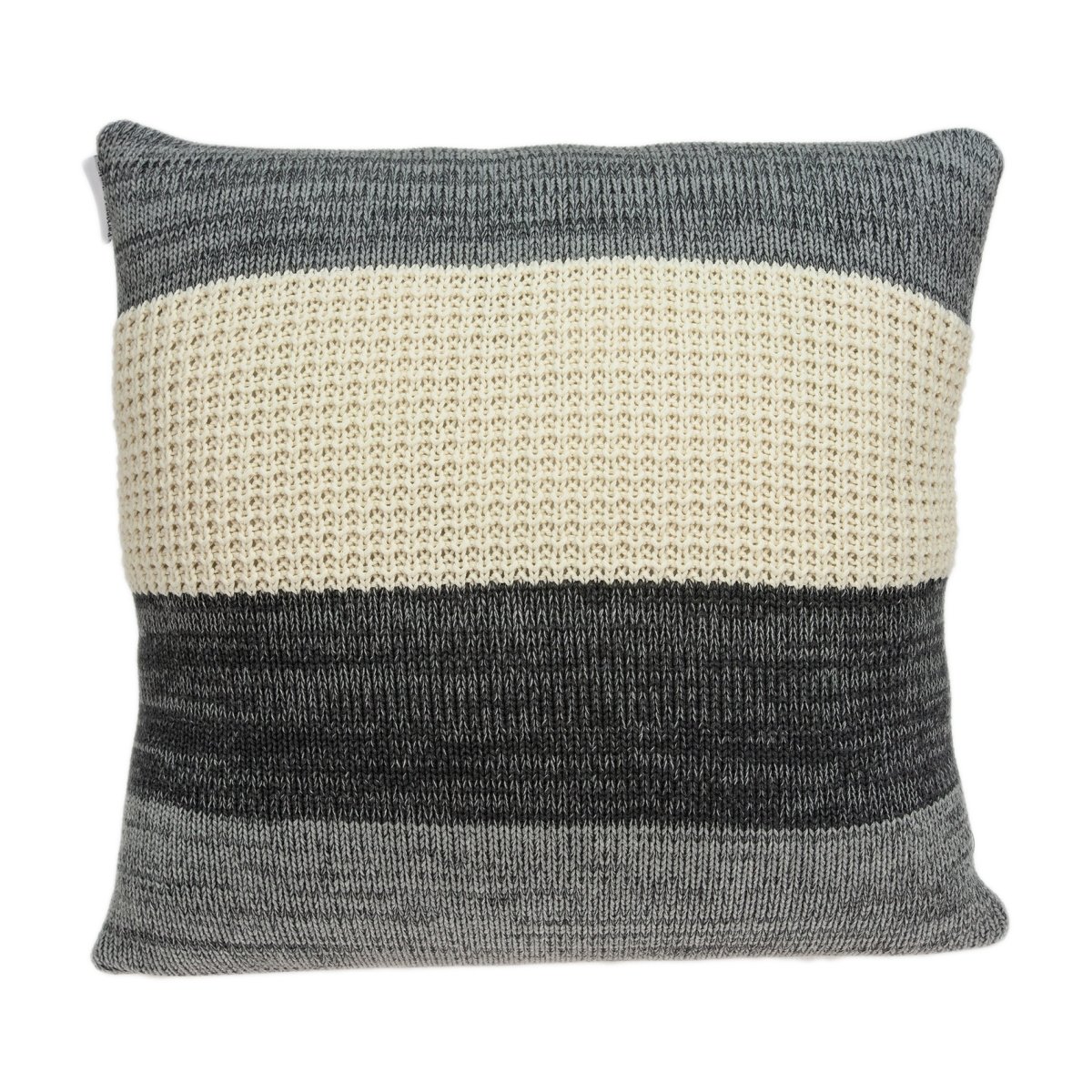 Pilb11043p Gio Grey & Tan Square Transitional Pillow Cover With Poly Insert - 20 X 20 X 7 In.