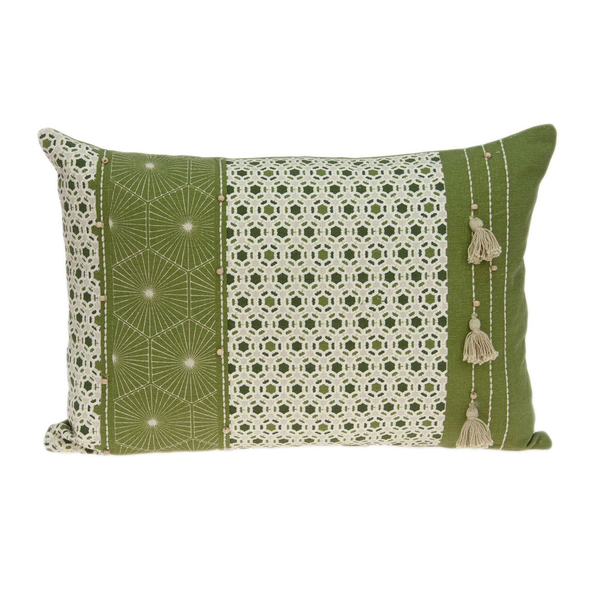 Pild11097p Omini Green & Beige Rectangle Tropical Pillow Cover With Poly Insert - 14 X 20 X 6 In.