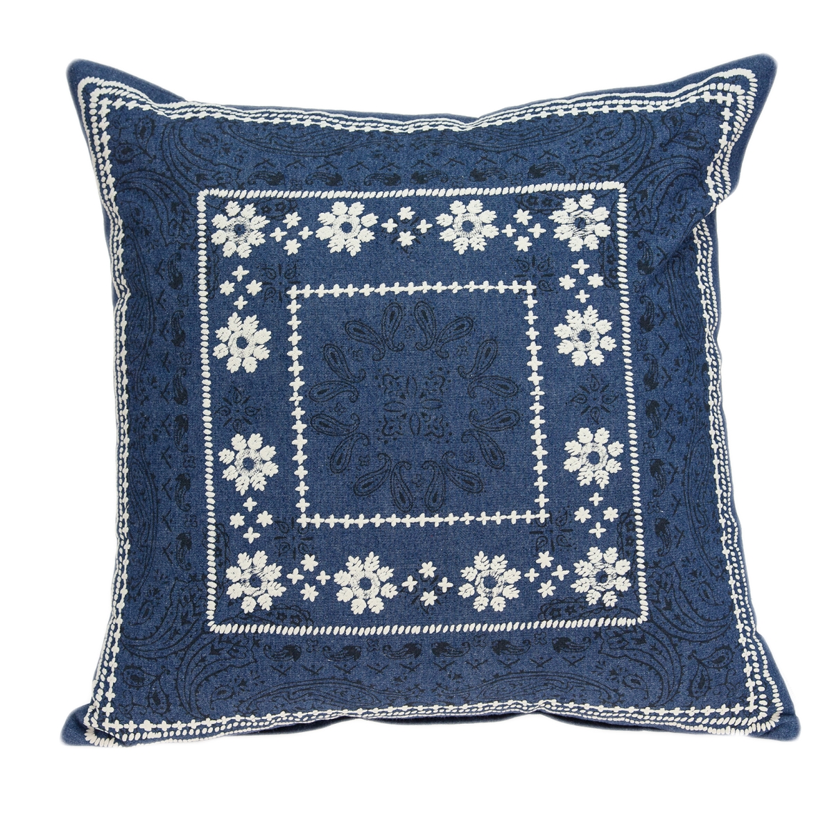 Pild11118c Ronak Blue & White Square Traditional Pillow Cover - 20 X 20 X 0.5 In.