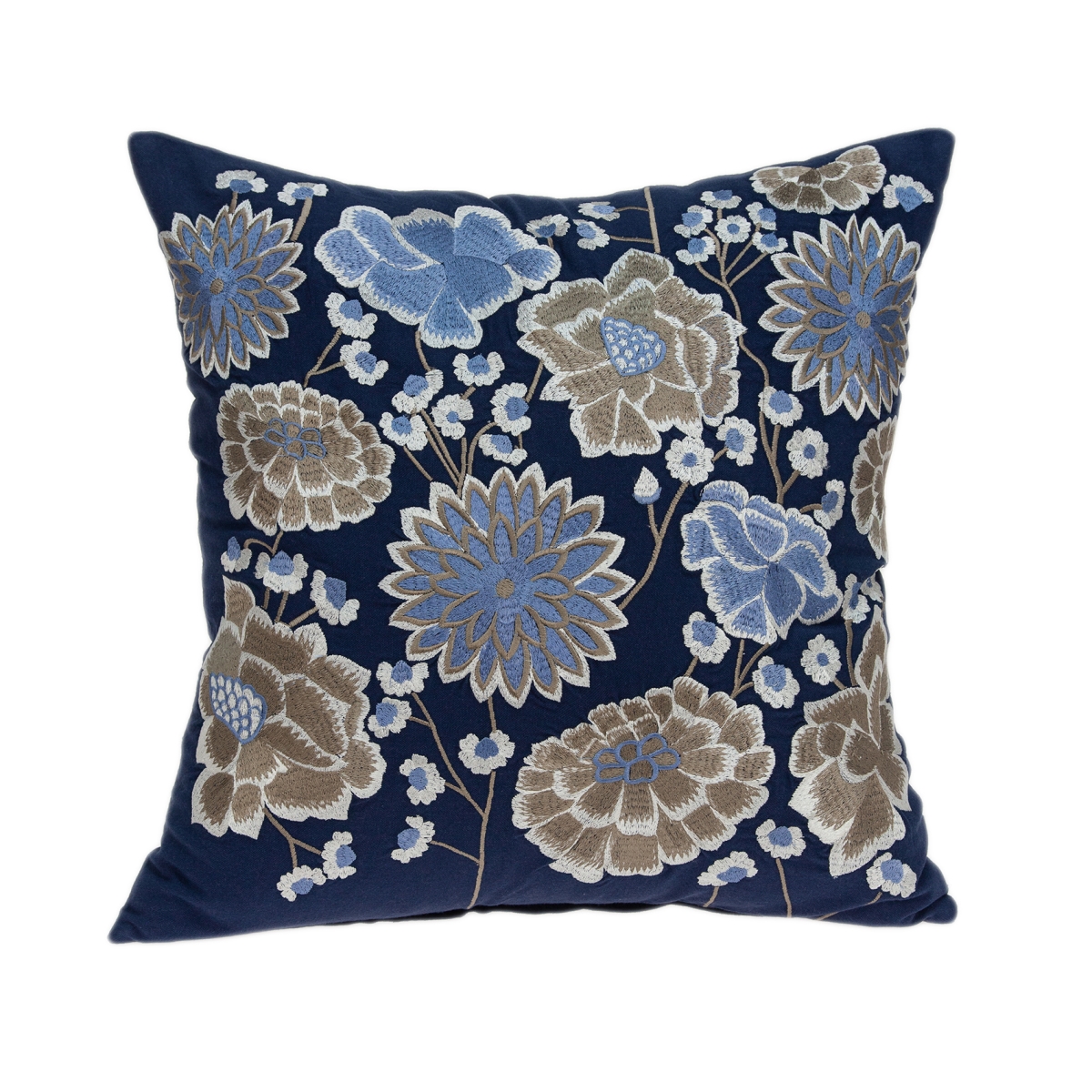 Pild11121c Dona Blue, White & Tan Square Traditional Pillow Cover - 20 X 20 X 0.5 In.