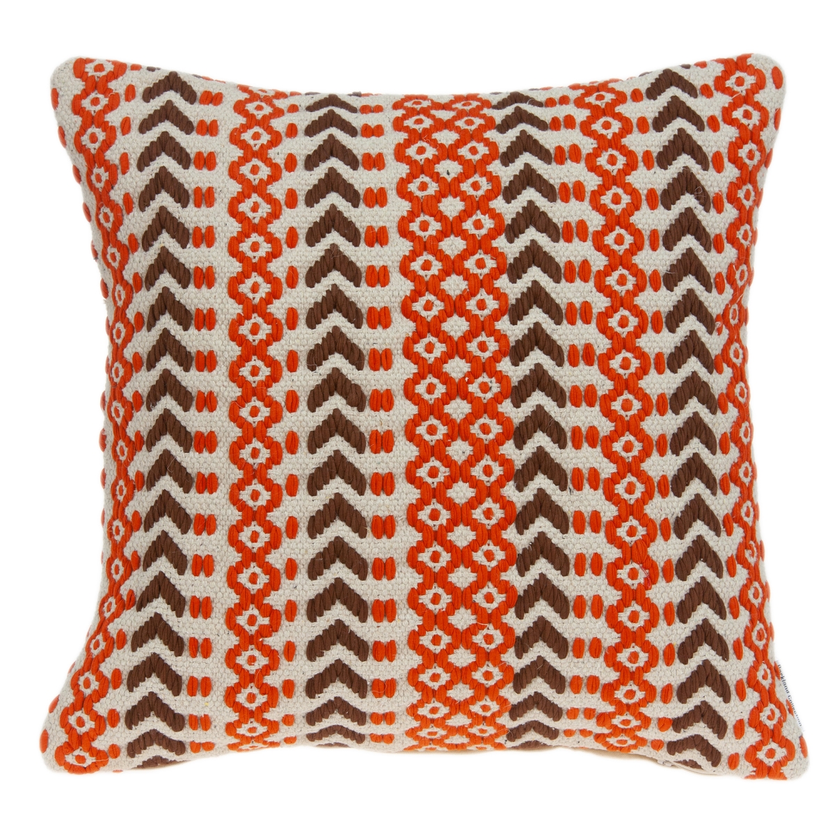 Pild11125p Larka Orange, Tan & Brown Square Bohemian Pillow Cover With Poly Insert - 20 X 20 X 7 In.
