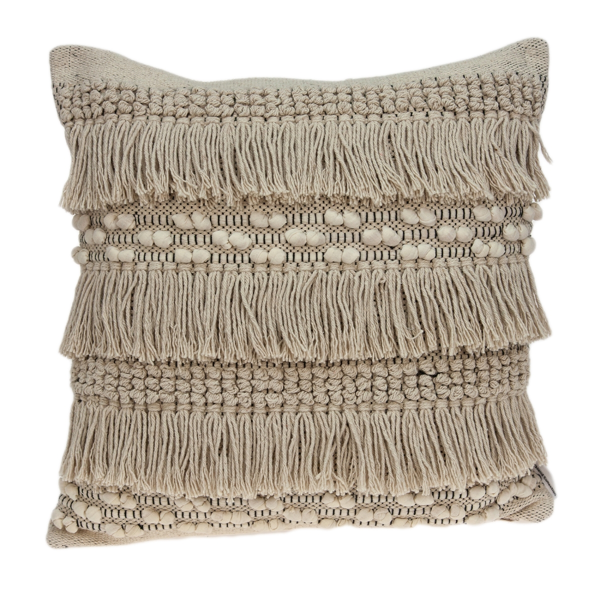 Pild11126c Paloma Beige Square Bohemian Pillow Cover - 20 X 20 X 0.5 In.