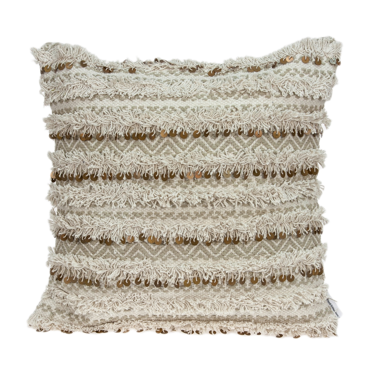 Pild11128p Hailey Beige & Tan Square Bohemian Pillow Cover With Poly Insert - 20 X 20 X 7 In.