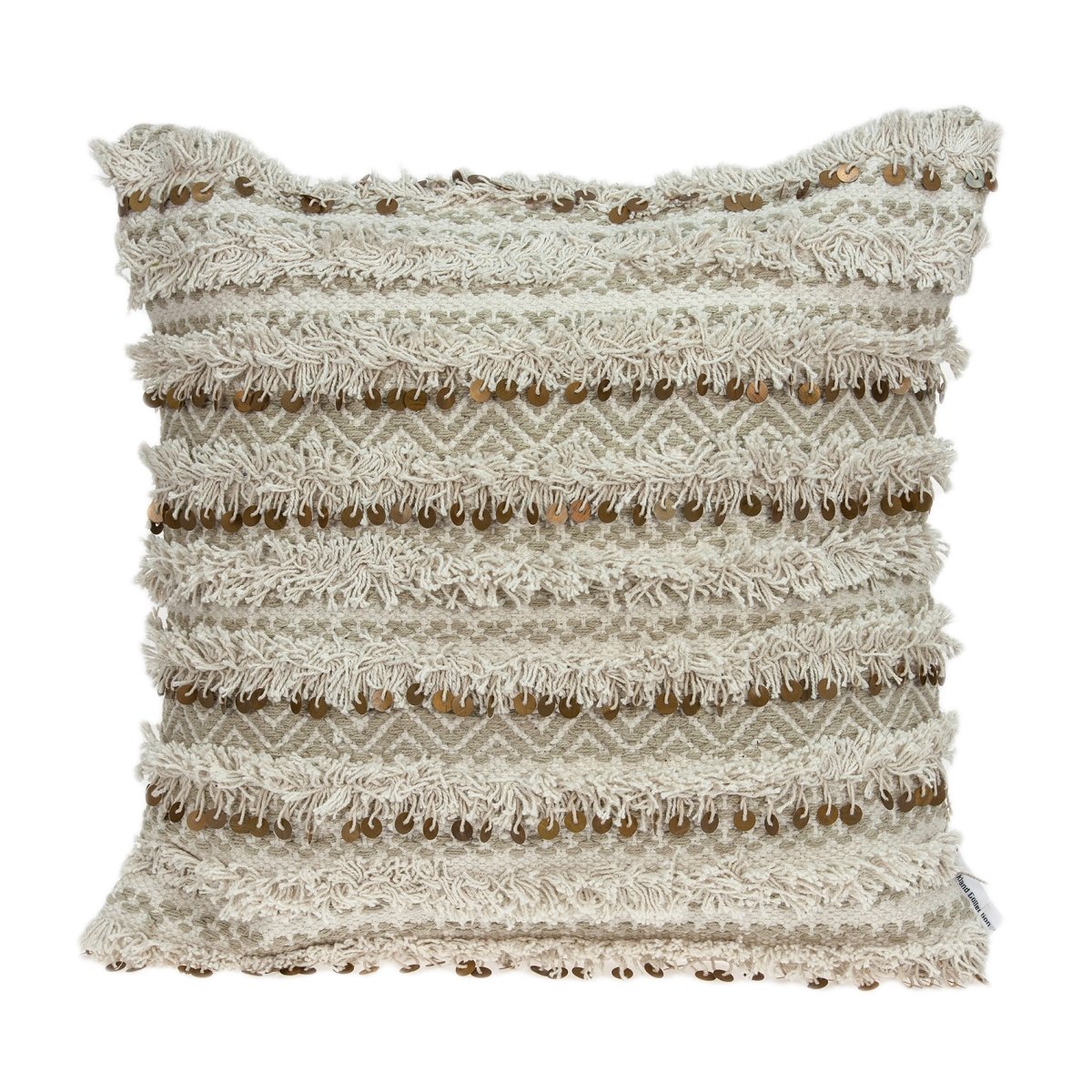 Pild11128d Hailey Beige & Tan Square Bohemian Pillow Cover With Down Insert - 20 X 20 X 7 In.