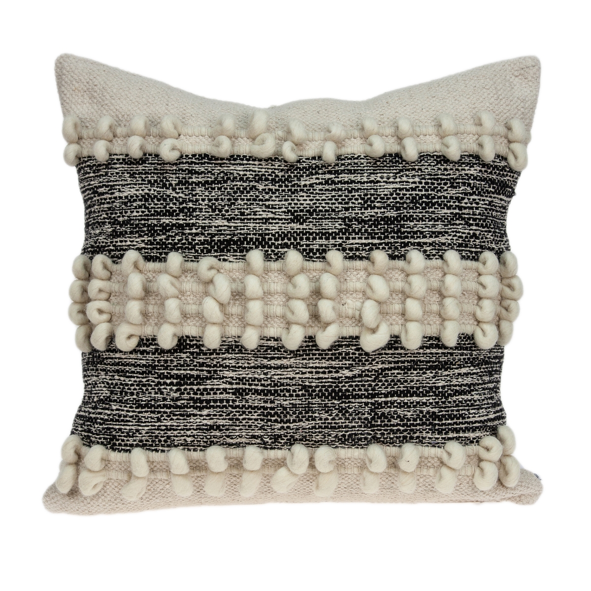 Pild11130p Harlow Beige & Black Square Bohemian Pillow Cover With Poly Insert - 20 X 20 X 7 In.