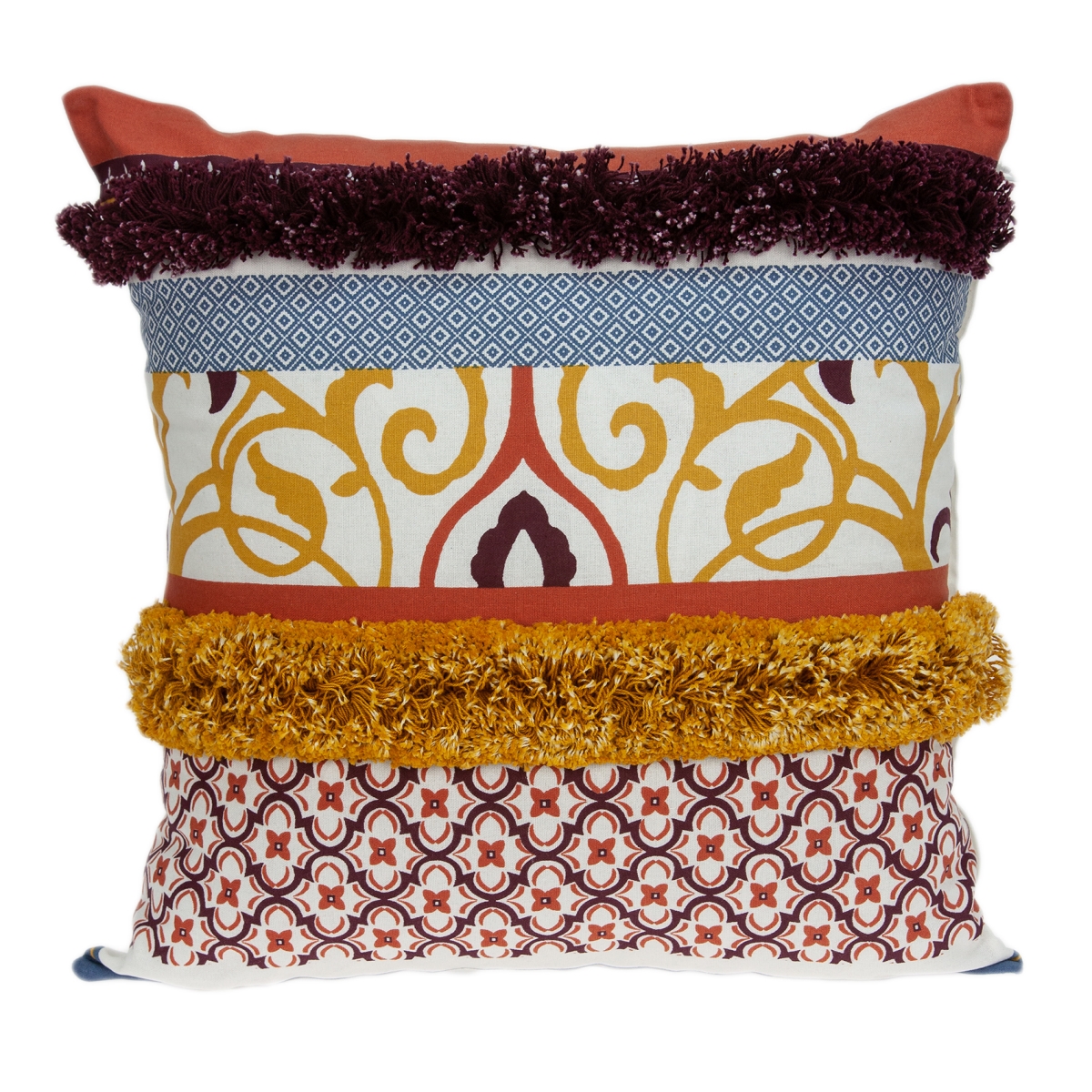 Pild11131p Juno Multi Color Square Bohemian Pillow Cover With Poly Insert - 20 X 20 X 7 In.