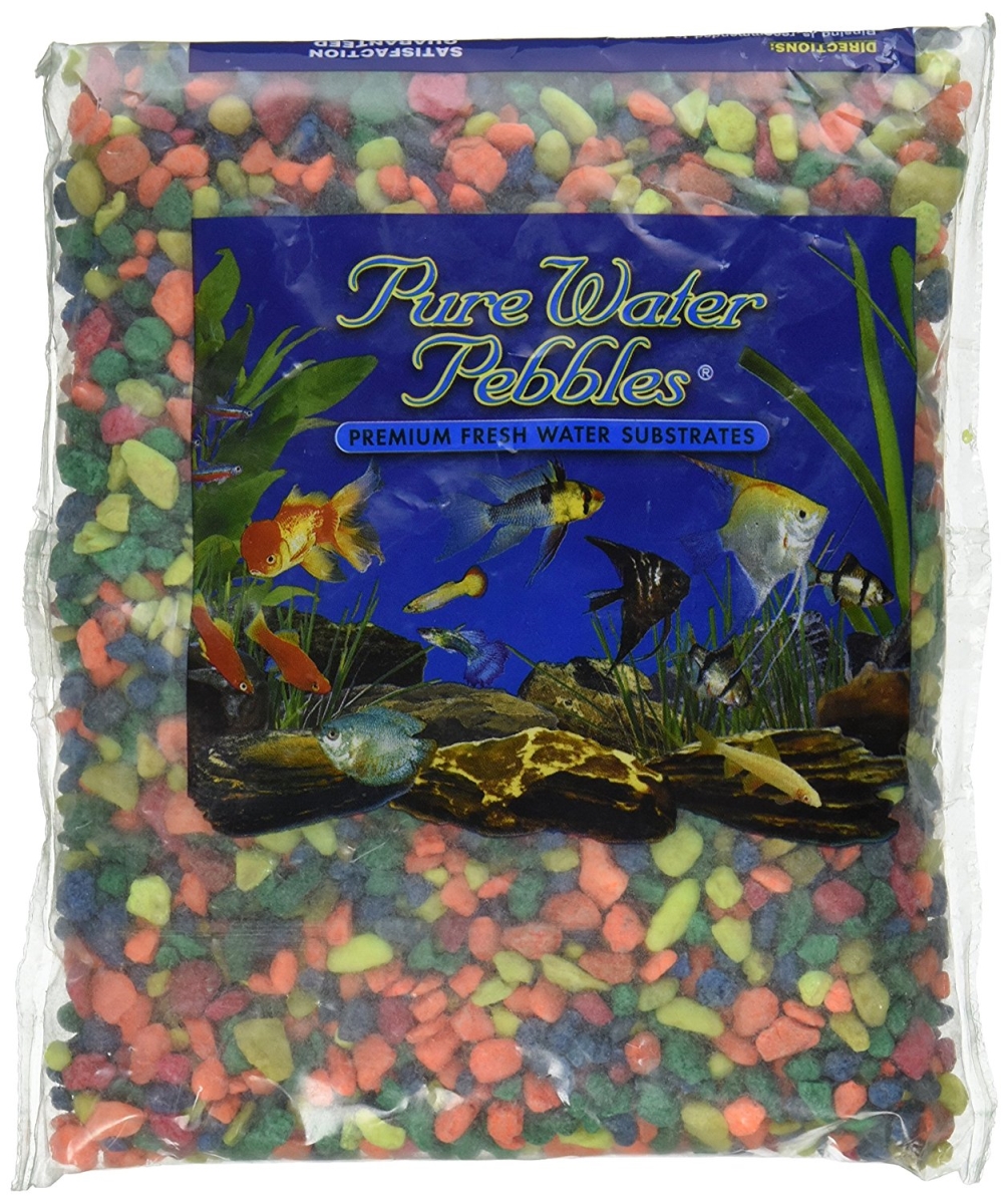 029555 5 Lbs 6-pure Water Pebbles Aquarium Gravel - Neon Rainbow
