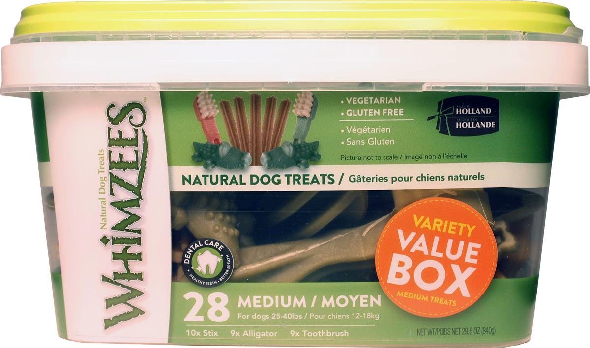 Parag 154086 Whimzees Medium Variety Dog Treats Container - 28 Count