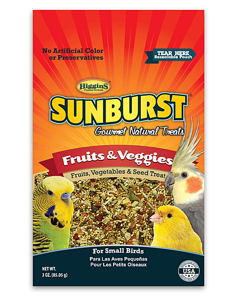 Higgin 466017 3 Oz Sunburst Fruits & Veggies Gourmet Treats For Small Birds
