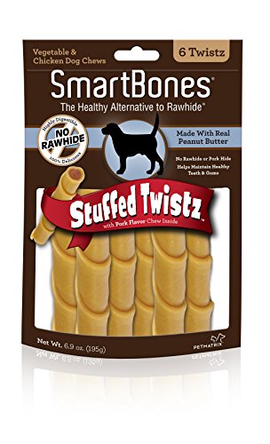 Petmx 923019 Smartbones Stuffed Twistz Peanut Butter Dog Chew, Pack Of 6