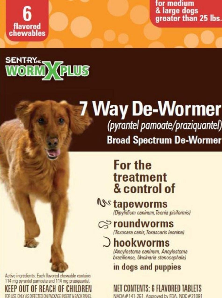Serge 484080 6 Count Sentry Wormx Plus 7 Way Lagre For Dog