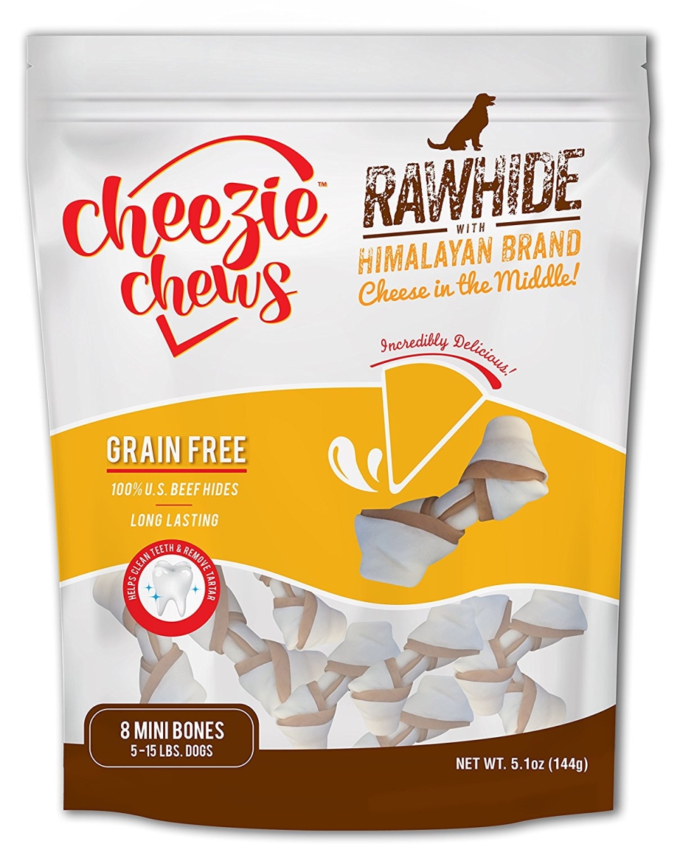 134549 Cheezie Chews Rawhide With Himalayan Brand Cheese In The Middle, Knt Mini 8 Pack