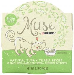 381195 2.1 Oz Muse Grain Free Natural Tuna & Tilapia Cat Food - Case Of 10