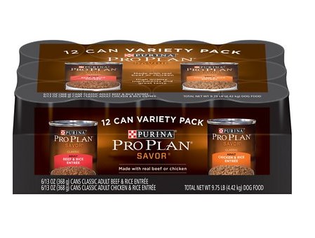 381552 13 Oz Pro Plan Savor Variety Pack Canned Dog Food - 12 Count