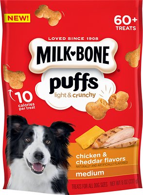 799959 8 Oz Milk-bone Puffs Chicken & Cheddar Flavors Crunchy Dog Treats - Case Of 4