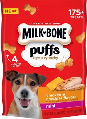 799961 8 Oz Milk-bone Puffs Chicken & Cheddar Flavors Crunchy Dog Treats - Case Of 4