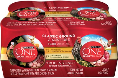178330 13 Oz One Smartblend True Instinct Classic Ground Grain-free Variety Pack Canned Dog Food - Case Of 6 & Pack Of 2