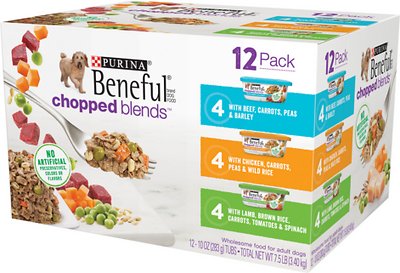 178949 10 Oz Beneful Chopped Blends Variety Pack Wet Dog Food Tray - 12 Count