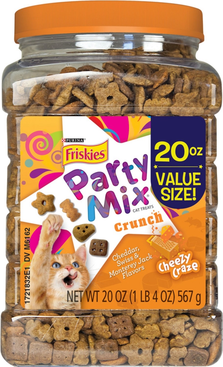 050496 20 Oz Friskies Party Mix Crunch Cheezy Craze Cat Treats - Case Of 3