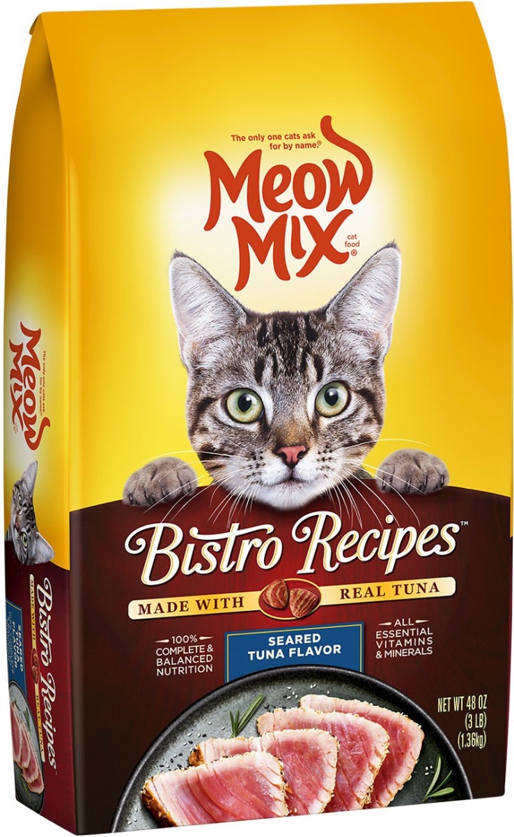 799791 3 Lbs Meow Mix Bistro Recipes Seared Tuna Flavor Dry Cat Food - Case Of 4