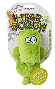 786176 Hear Doggy Mini Flattie Gator With Chew Guard Plush Silent Squeak Dog Toy