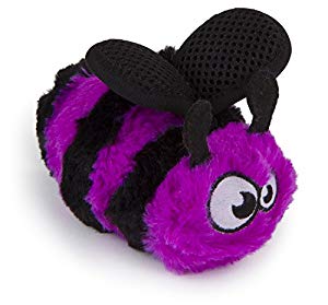 786164 Godog Bugs Bee Plush Squeaker Dog Toy With Chew Guard - Purple, Small