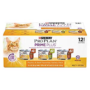 381578 3 Oz Pro Plan Prime Plus Adult 7 Plus Wet Cat Food Variety Pack - Real Poultry & Beef, 2 Packs Of 12