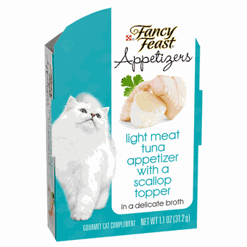 050296 1.1 Oz Fancy Feast Appetizers Light Meat Tuna With Scallop Topper Cat Treat - Pack Of 10