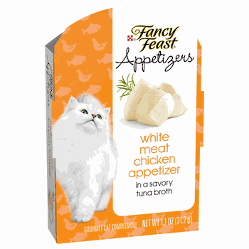 050300 1.1 Oz Fancy Feast Appetizers White Meat Chicken Cat Treat - Pack Of 10