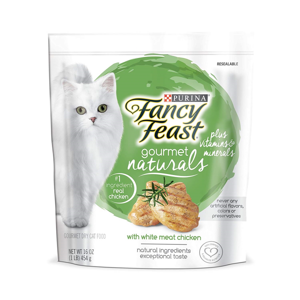 050274 16 Oz Fancy Feast Gourmet White Meat Chicken Dry Cat Food - Pack Of 4