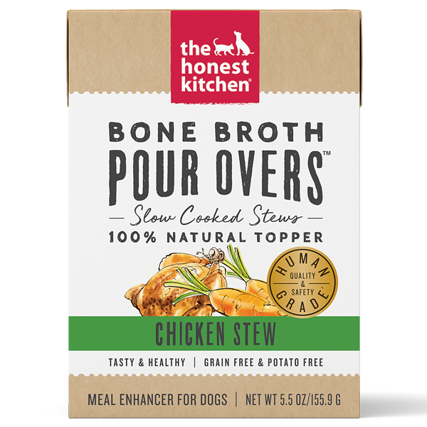 834162 5.5 Oz Dog Pour Overs Grain Free Bone Broth Chicken Stew Food - Pack Of 12