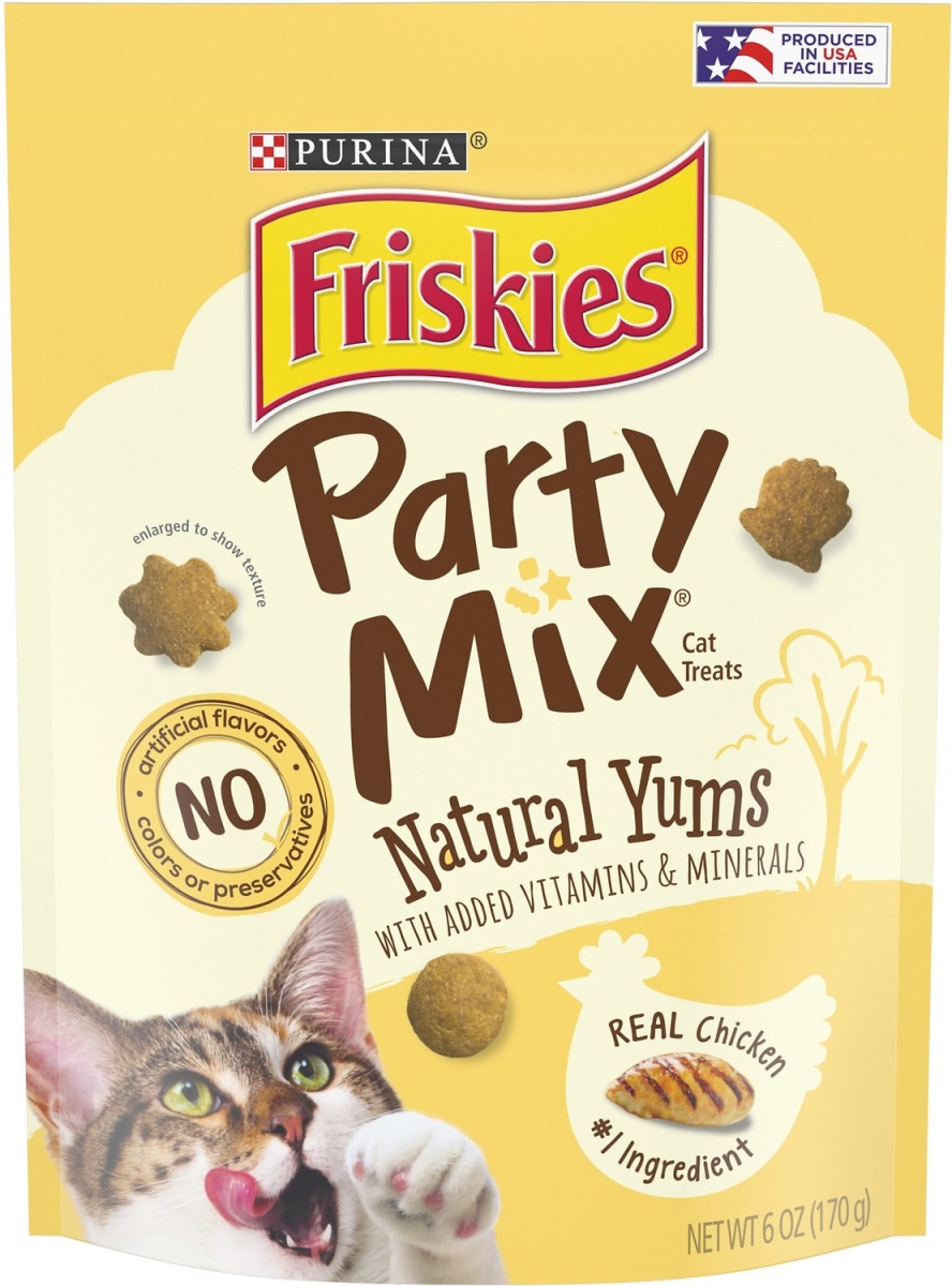 050859 6 Oz Friskies Party Mix Natural Yums With Real Chicken Cat Treats - Pack Of 6