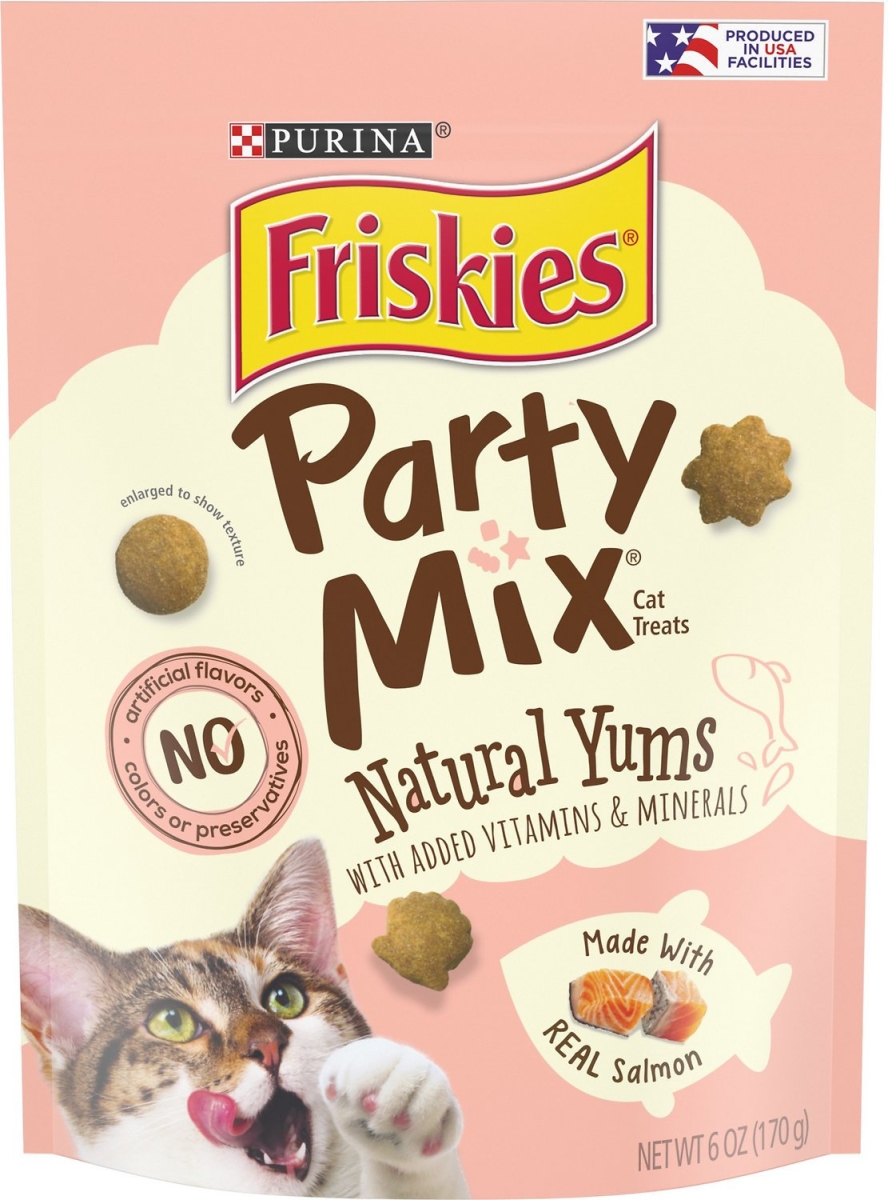 050860 6 Oz Friskies Party Mix Natural Yums With Real Salmon Cat Treats - Pack Of 6