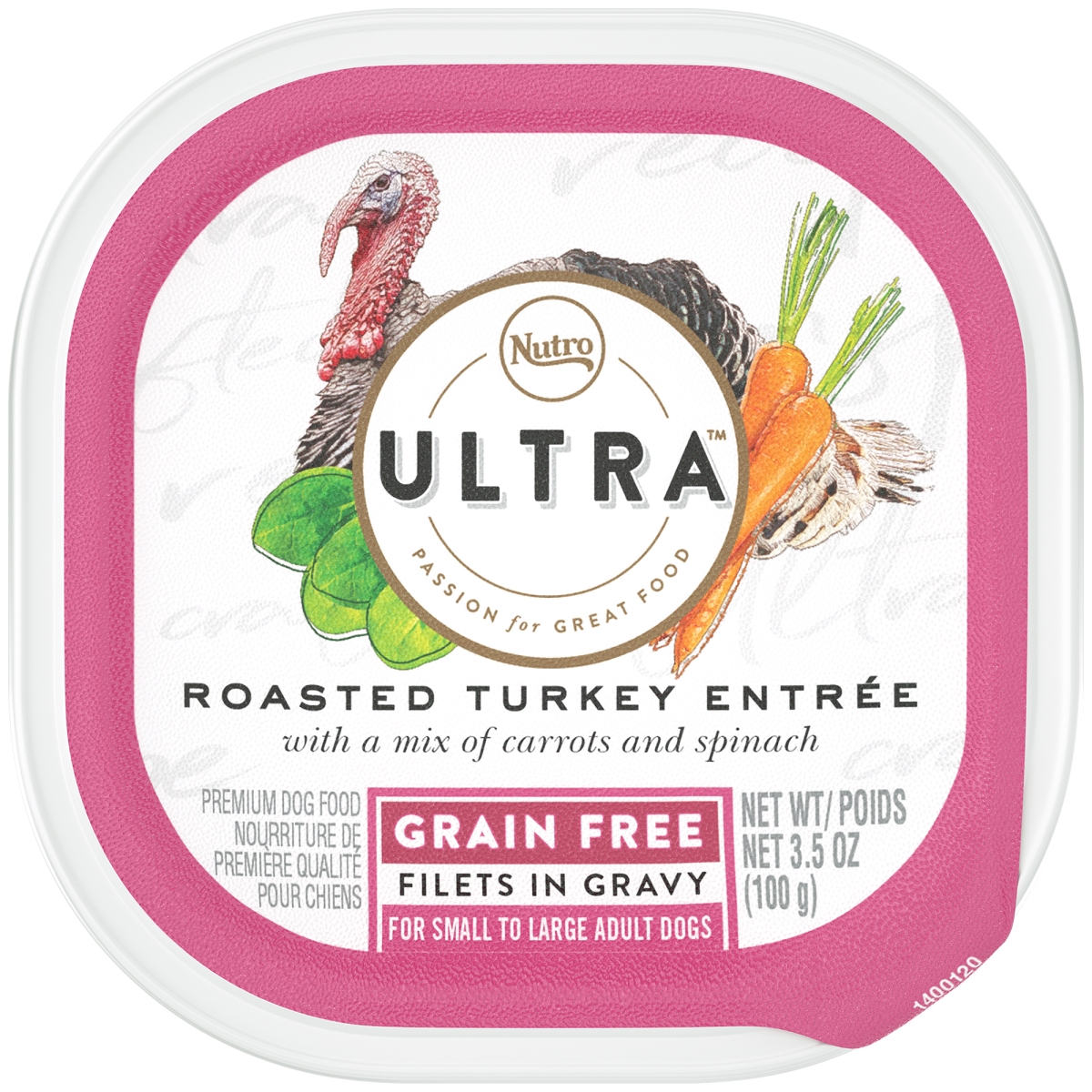 792278 3.5 Oz Roasted Turkey Entree Filet In Gravy Premium Dog Food Tray