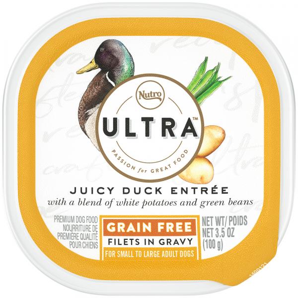 792279 3.5 Oz Juicy Duck & Potato Entree Filet In Gravy Premium Dog Food Tray
