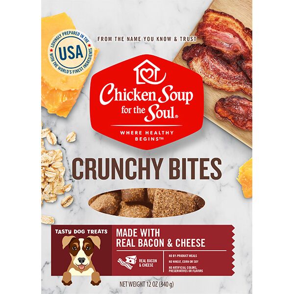 418477 12 Oz Crunchy Bites Bacon & Cheese Biscuit Dog Treats Food