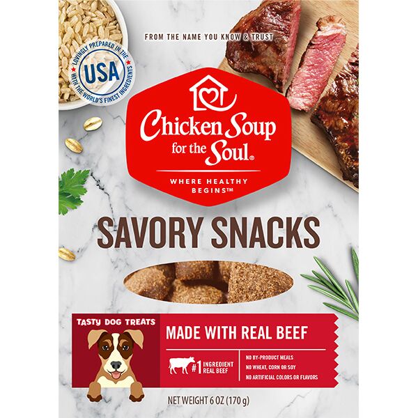 418480 6 Oz Savory Heart Snacks Beef Dog Treats