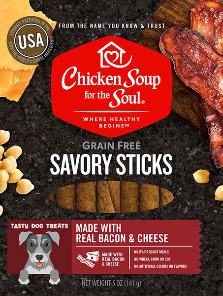 418493 5 Oz Savory Sticks Bacon & Cheese Dog Treats Food