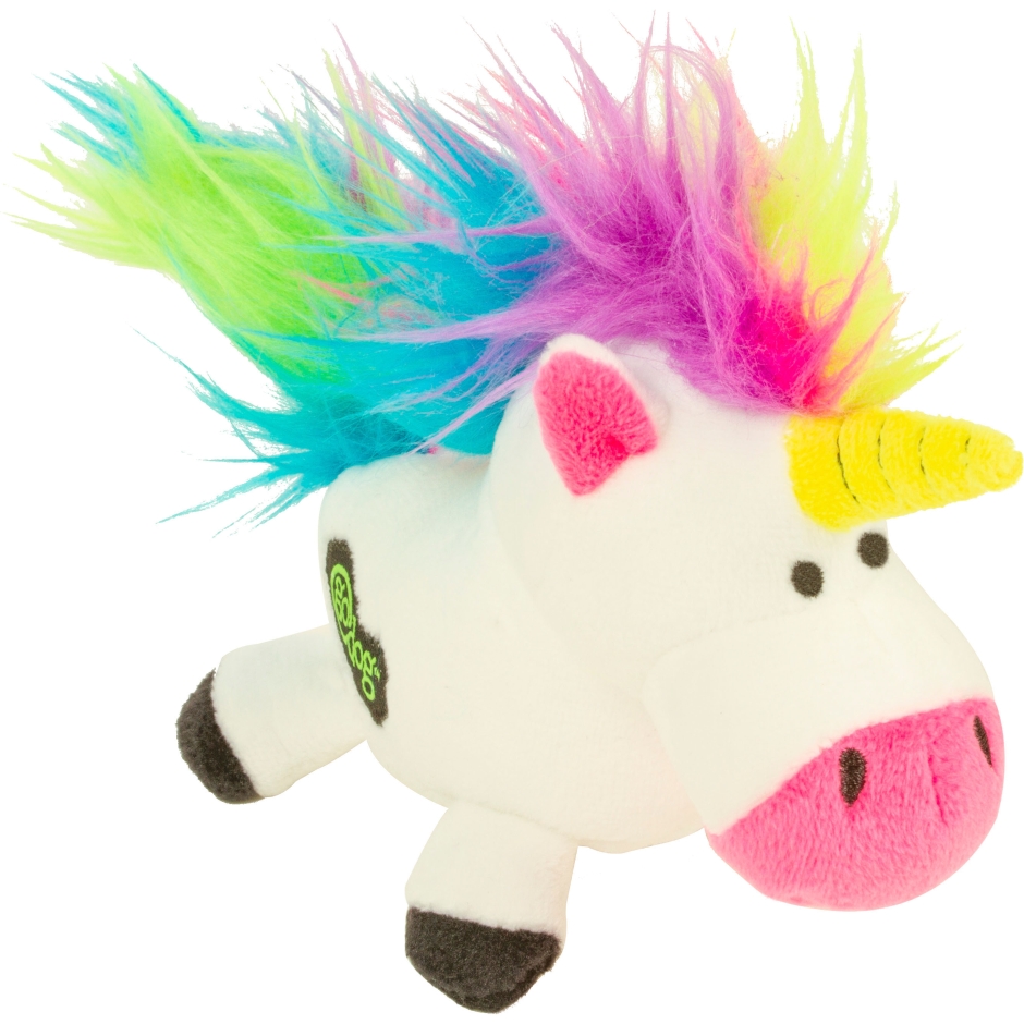 786183 Unicorns Durable Plush Dog Toy, White - Mini