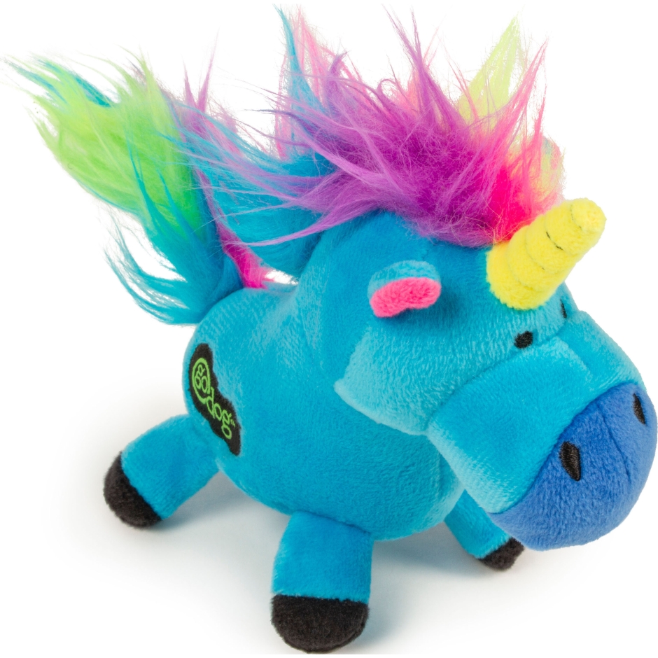 786184 Unicorns Durable Plush Dog Toy, Blue - Mini