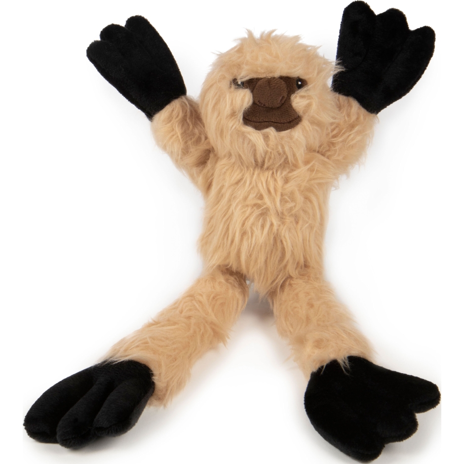 786191 Crazy Tugs Sloth Plush Squeaker Dog Toy, Tan - Small