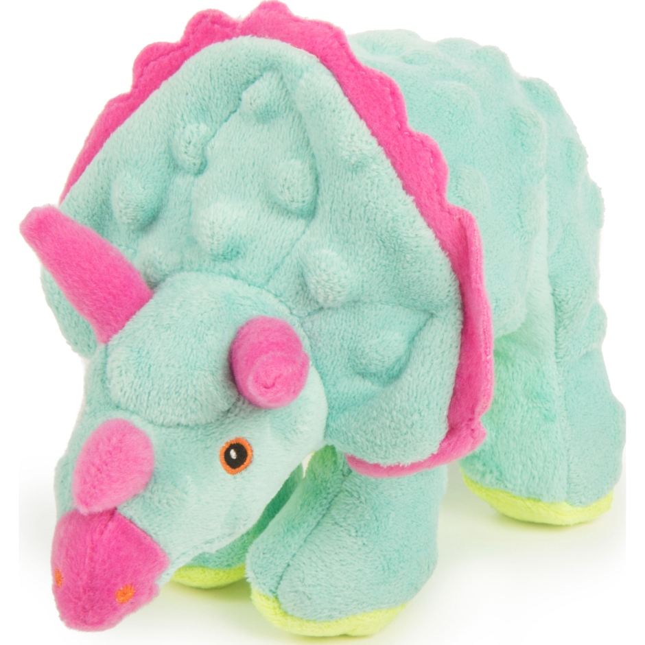 786200 Dinos Frills Durable Plush Squeaker Dog Toy, Teal - Small