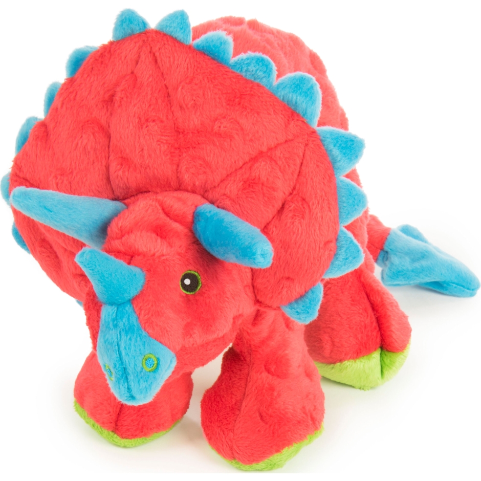 786199 Dinos Frills Durable Plush Squeaker Dog Toy, Red - Large