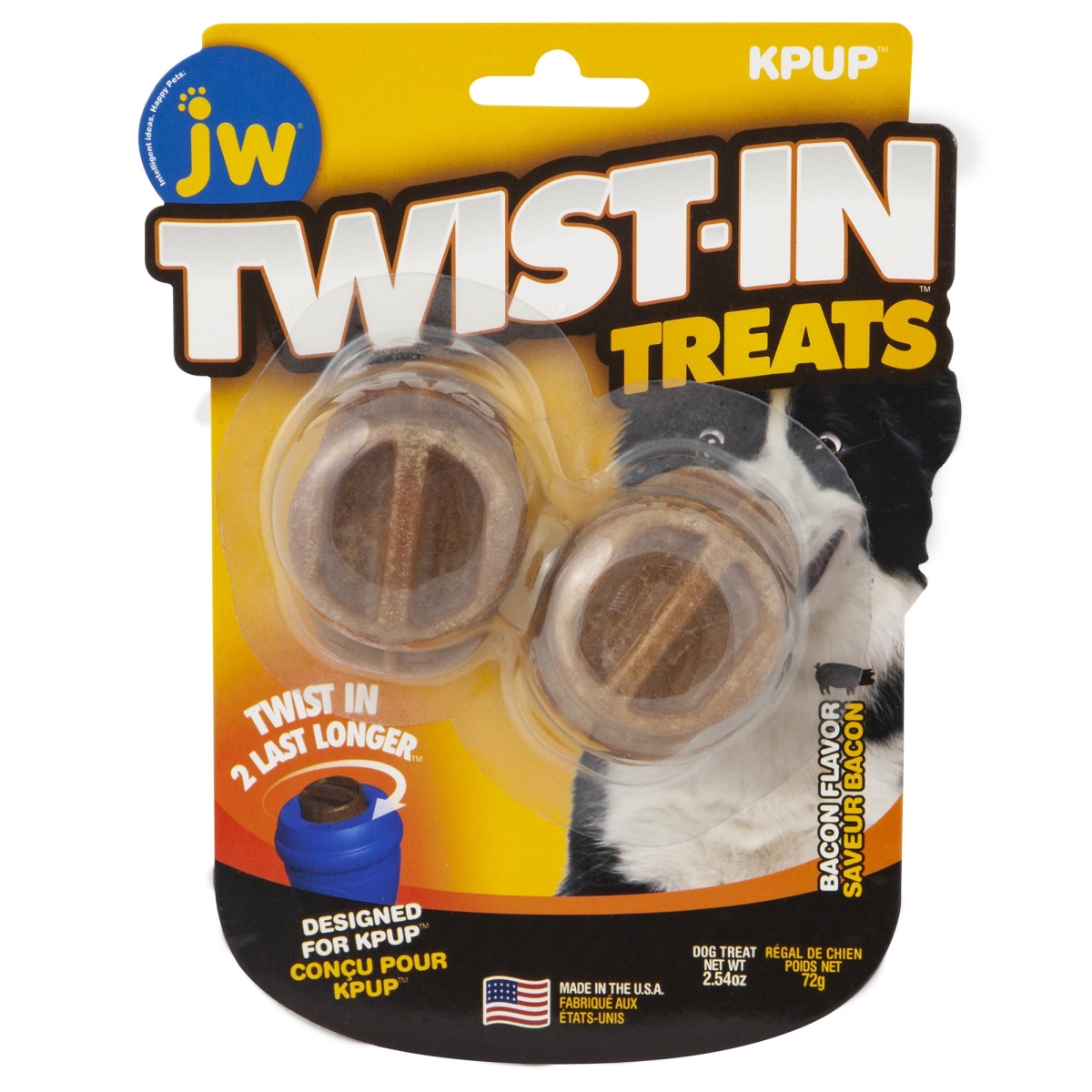 291208 Jw Twist-in Treat Bacon Dog Toy - Pack Of 2