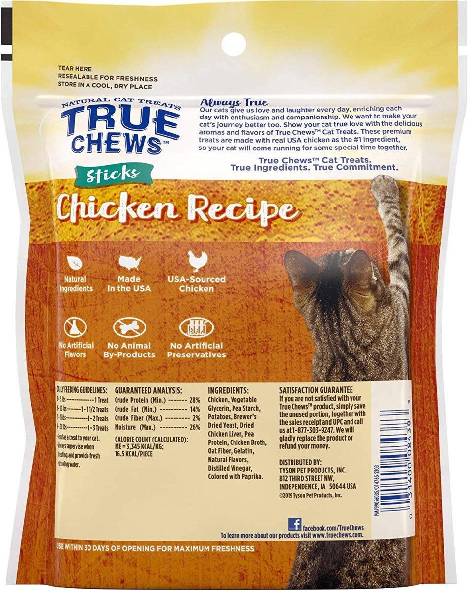 314253 3 Oz True Chews - Chicken Cat Recipe, Stick Design