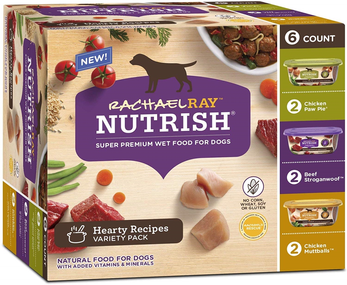 790055 8 Oz Rachael Ray Nutrish Natural Hearty Recipes Variety Pack Wet Dog Food
