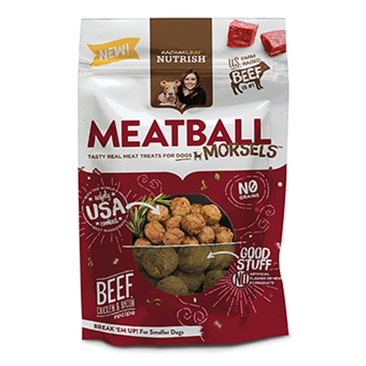 790053 3 Oz Rachael Ray Nutrish Beef, Chicken & Bacon Meatball Morsels Dog Treats