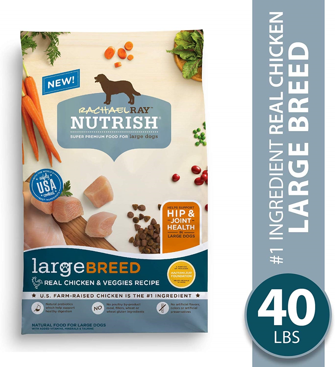 790063 40 Lbs Large Breed Rachael Ray Nutrish Dry Dog Food Chicken & Veggies